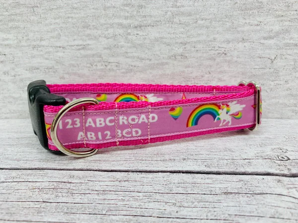 Personalised Unicorn Dog Collar - Custom Print Grosgrain Ribbon